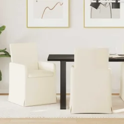 vidaXL Eettafelstoelen met wielen 2 pcs Beige 57 x 67 x 95 cm Linnen