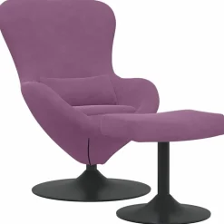 vidaXL Egg Chair met Voetsteun Paars Fluweel
