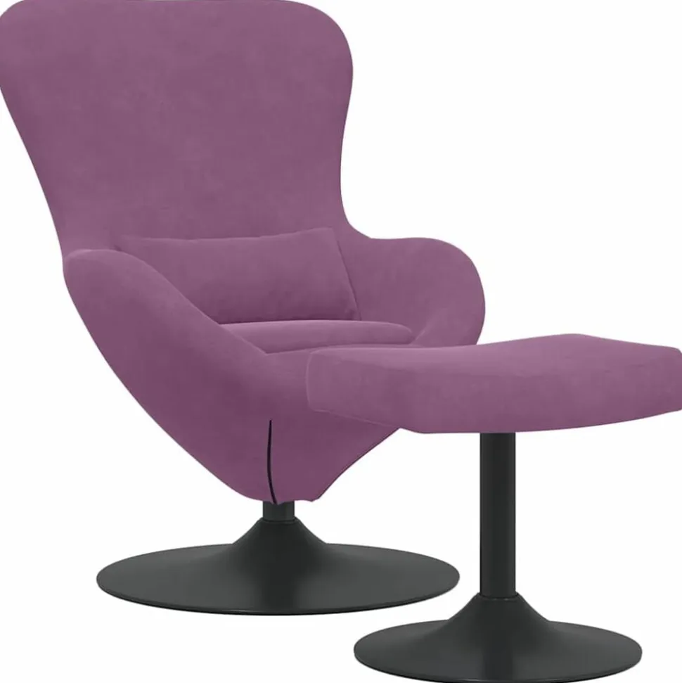 vidaXL Egg Chair met Voetsteun Paars Fluweel