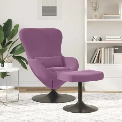 vidaXL Egg Chair met Voetsteun Paars Fluweel
