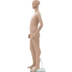 vidaXL Etalagepop kind met glazen voet 140 cm beige