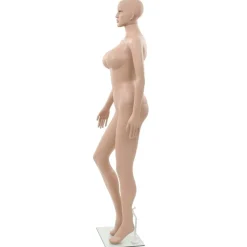 vidaXL Etalagepop sexy vrouw met glazen voet 180 cm beige