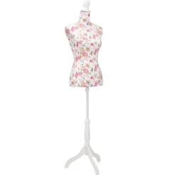 vidaXL Etalagepop torso vrouw katoen wit met rozenprint