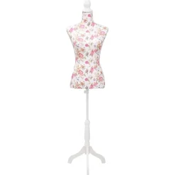 vidaXL Etalagepop torso vrouw katoen wit met rozenprint