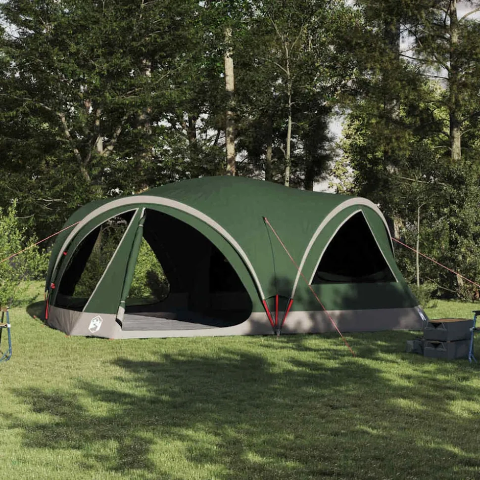 vidaXL Familietent voor 10 personen Groen en Grijs 460 x 430 x 214 cm