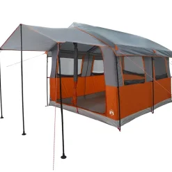 vidaXL Familietent voor 4 Personen Grijs en Oranje 324 x 255 x 230 cm