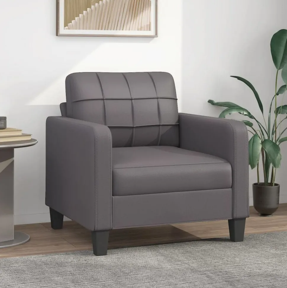 vidaXL Fauteuil 60 cm kunstleer grijs