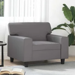 vidaXL Fauteuil 60 cm kunstleer grijs