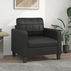vidaXL Fauteuil 60 cm kunstleer zwart
