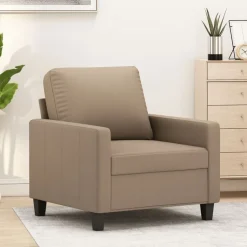 vidaXL Fauteuil 60 cm kunstleer cappuccinokleurig