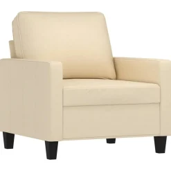 vidaXL Fauteuil 60 cm stof crèmekleurig