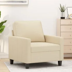 vidaXL Fauteuil 60 cm stof crèmekleurig