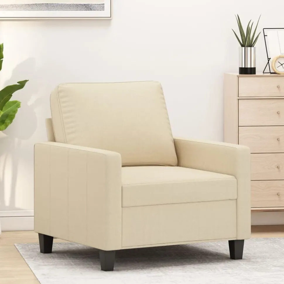 vidaXL Fauteuil 60 cm stof crèmekleurig