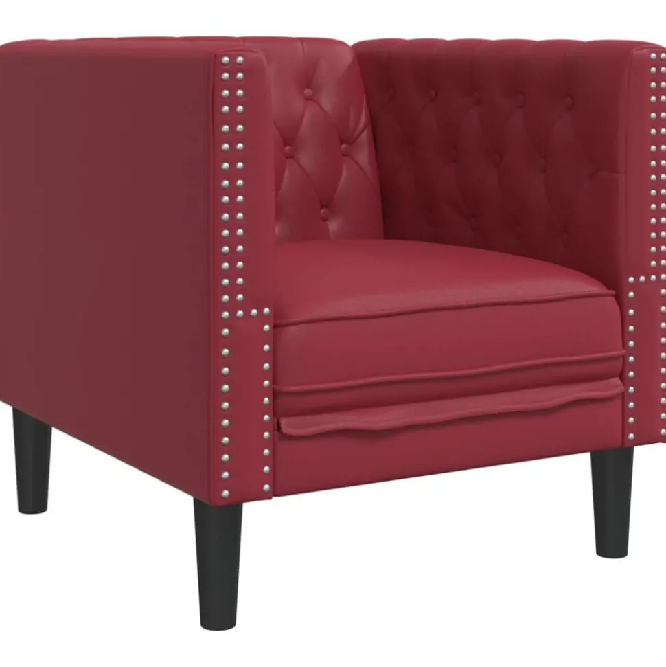 vidaXL Fauteuil Chesterfield-stijl kunstleer wijnrood