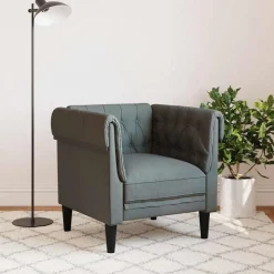 vidaXL Fauteuil Chesterfield-stijl stof donkergrijs