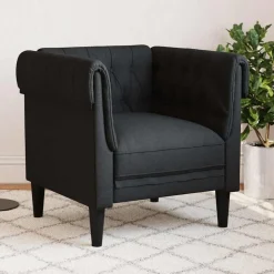 vidaXL Fauteuil Chesterfield-stijl stof zwart