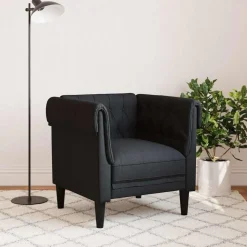 vidaXL Fauteuil Chesterfield-stijl stof zwart