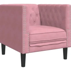 vidaXL Fauteuil Chesterfield-stijl fluweel roze