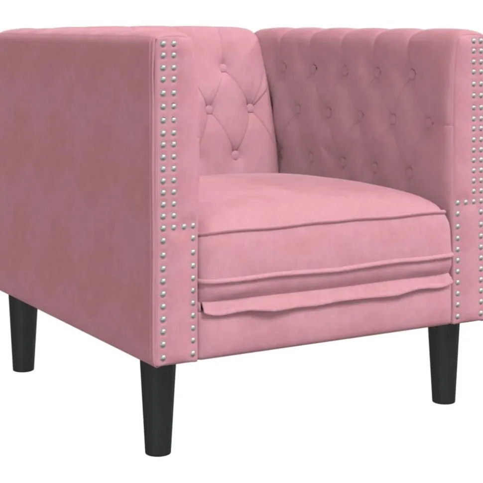 vidaXL Fauteuil Chesterfield-stijl fluweel roze