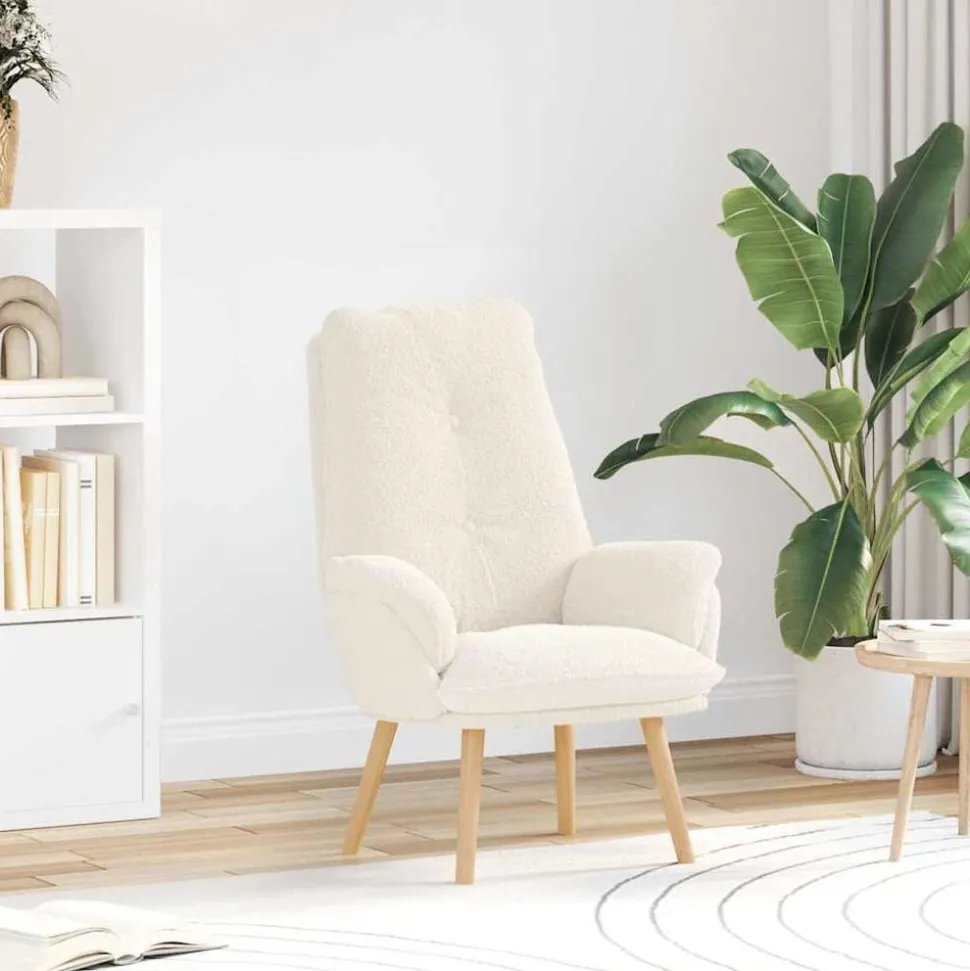vidaXL Fauteuil Crème 69 x 74 x 93 cm Sherpa Stof
