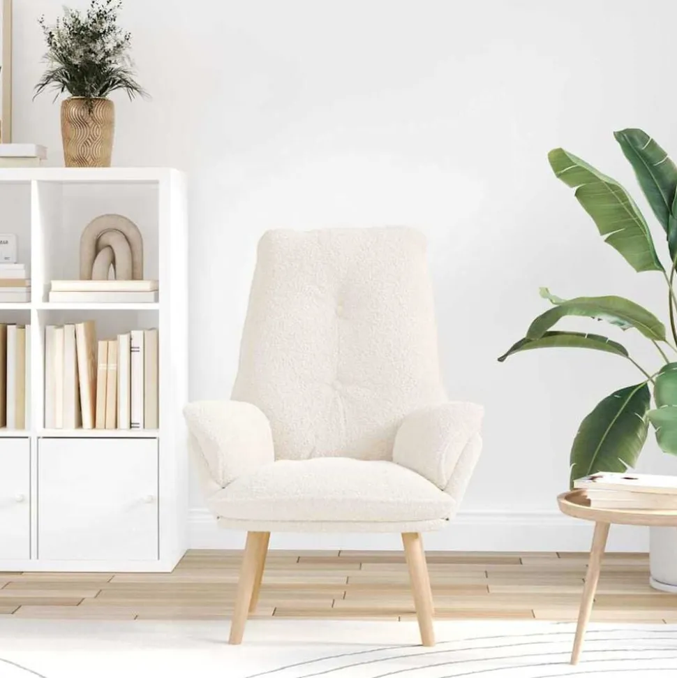 vidaXL Fauteuil Crème 69 x 74 x 93 cm Sherpa Stof