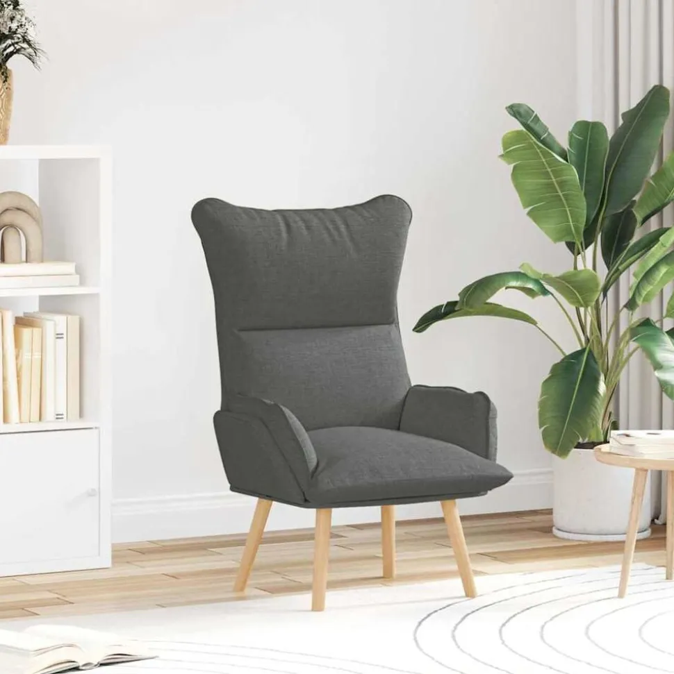 vidaXL Fauteuil Donkergrijs 69 x 74 x 93 cm Stof en multiplex
