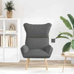 vidaXL Fauteuil Donkergrijs 69 x 74 x 93 cm Stof en multiplex