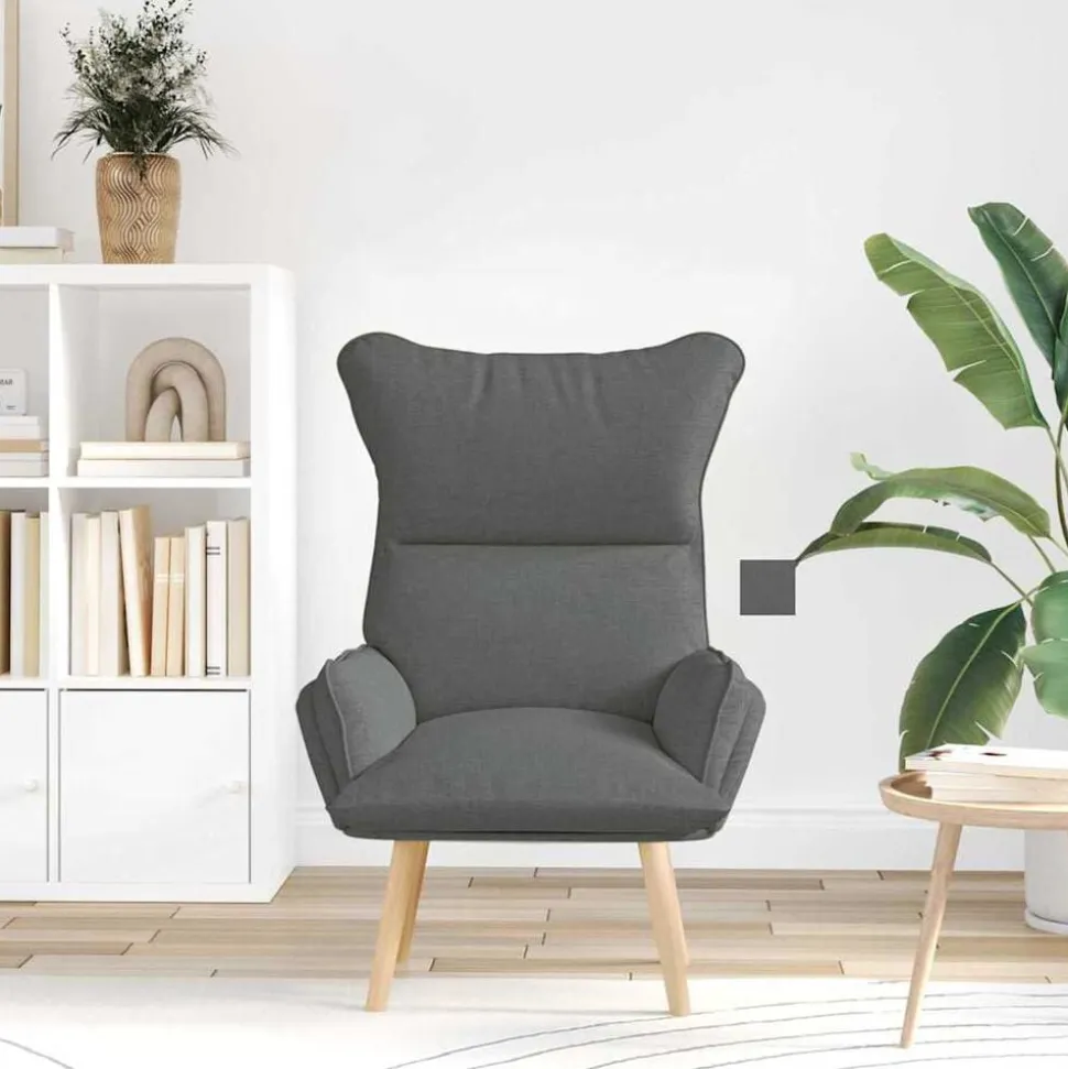 vidaXL Fauteuil Donkergrijs 69 x 74 x 93 cm Stof en multiplex