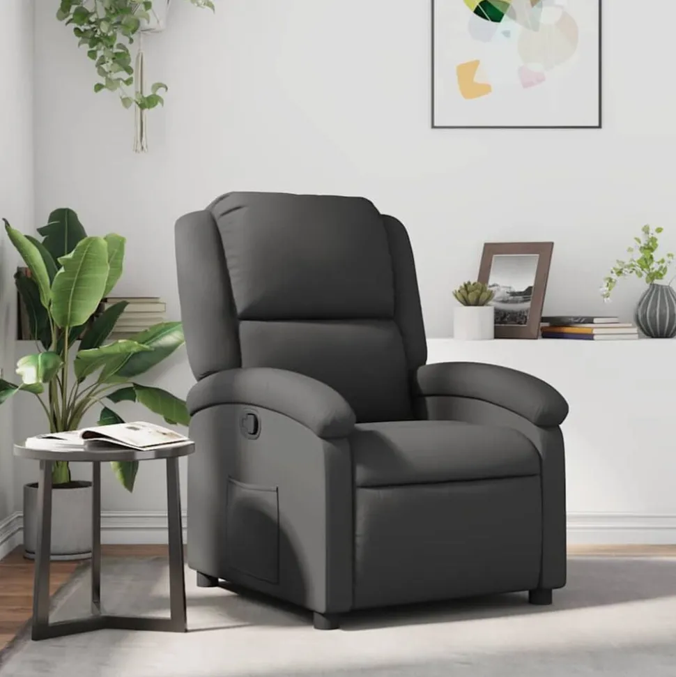 vidaXL Fauteuil echt leer grijs