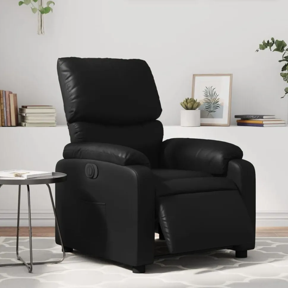 vidaXL Fauteuil elektrisch verstelbaar kunstleer zwart