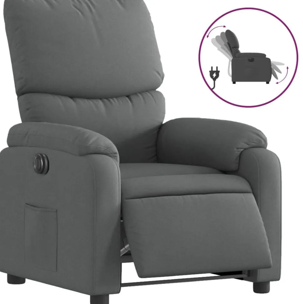 vidaXL Fauteuil elektrisch verstelbaar stof donkergrijs