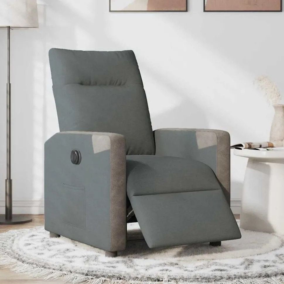 vidaXL Fauteuil elektrisch verstelbaar stof donkergrijs