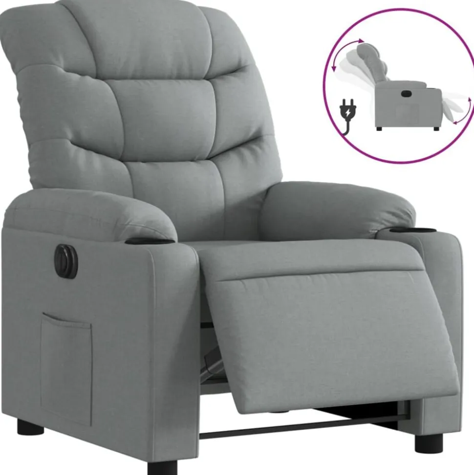 vidaXL Fauteuil elektrisch verstelbaar stof lichtgrijs