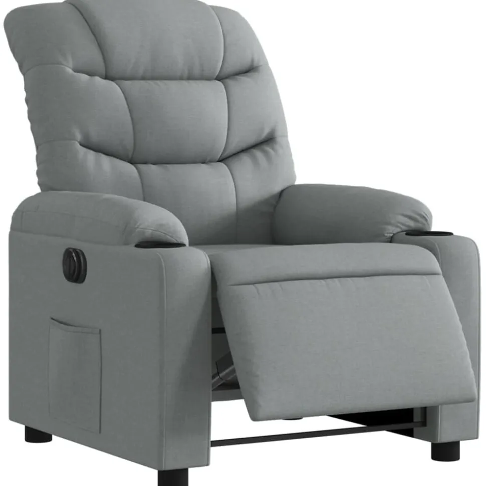 vidaXL Fauteuil elektrisch verstelbaar stof lichtgrijs