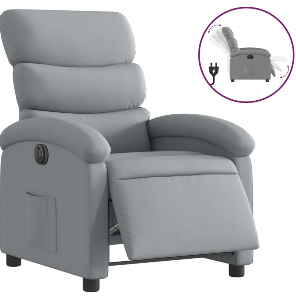 vidaXL Fauteuil elektrisch verstelbaar stof lichtgrijs