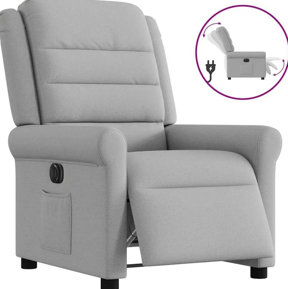 vidaXL Fauteuil elektrisch verstelbaar stof wolk grijs