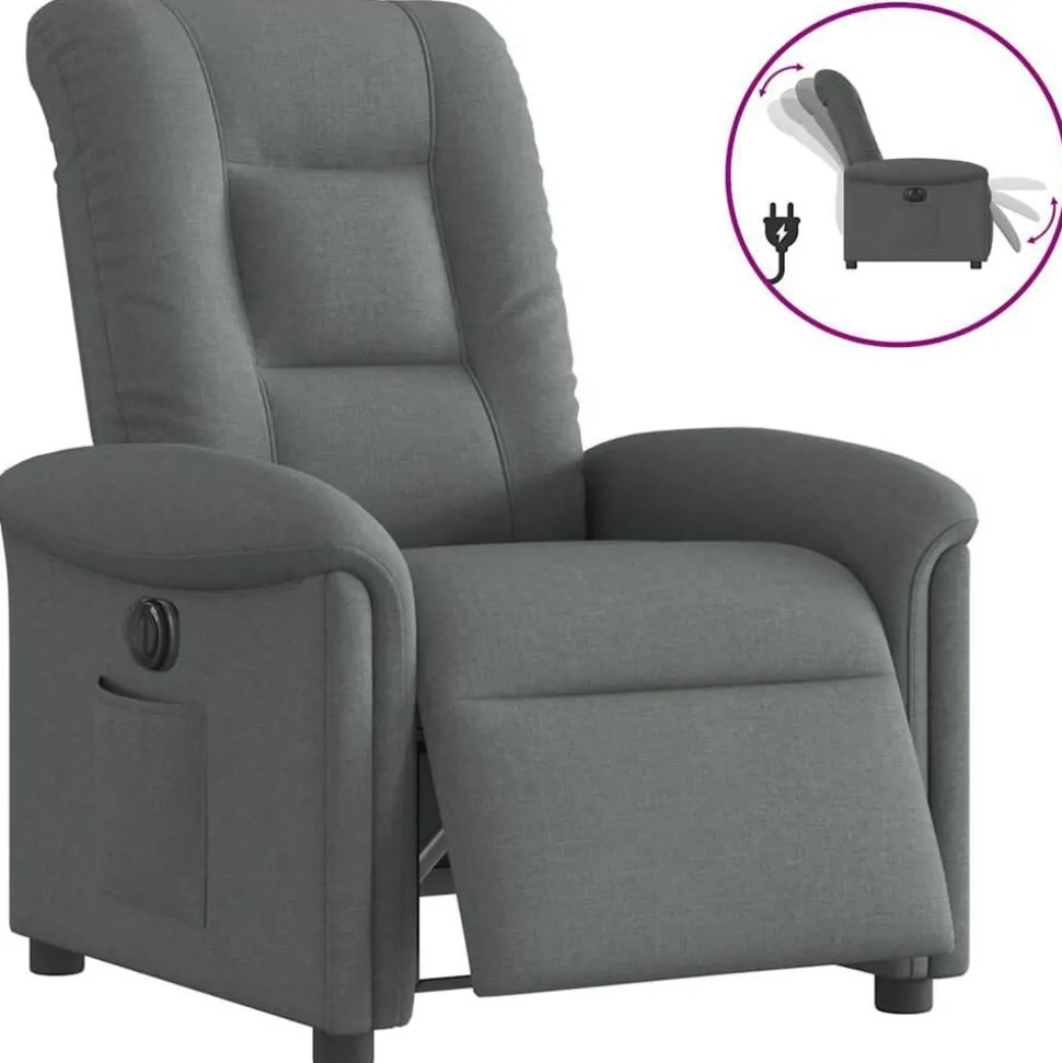 vidaXL Fauteuil elektrisch verstelbaar stof donkergrijs