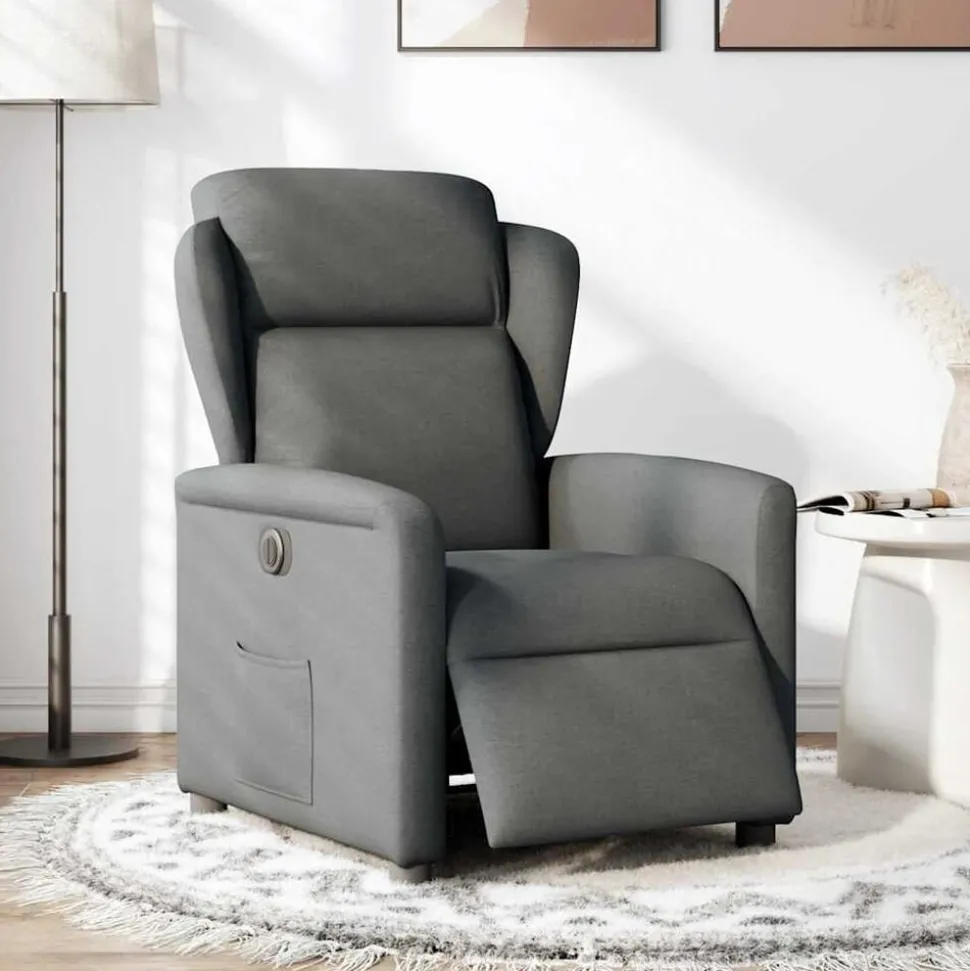 vidaXL Fauteuil elektrisch verstelbaar stof donkergrijs