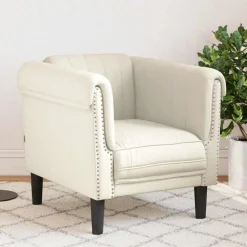 vidaXL Fauteuil fluweel crèmekleurig
