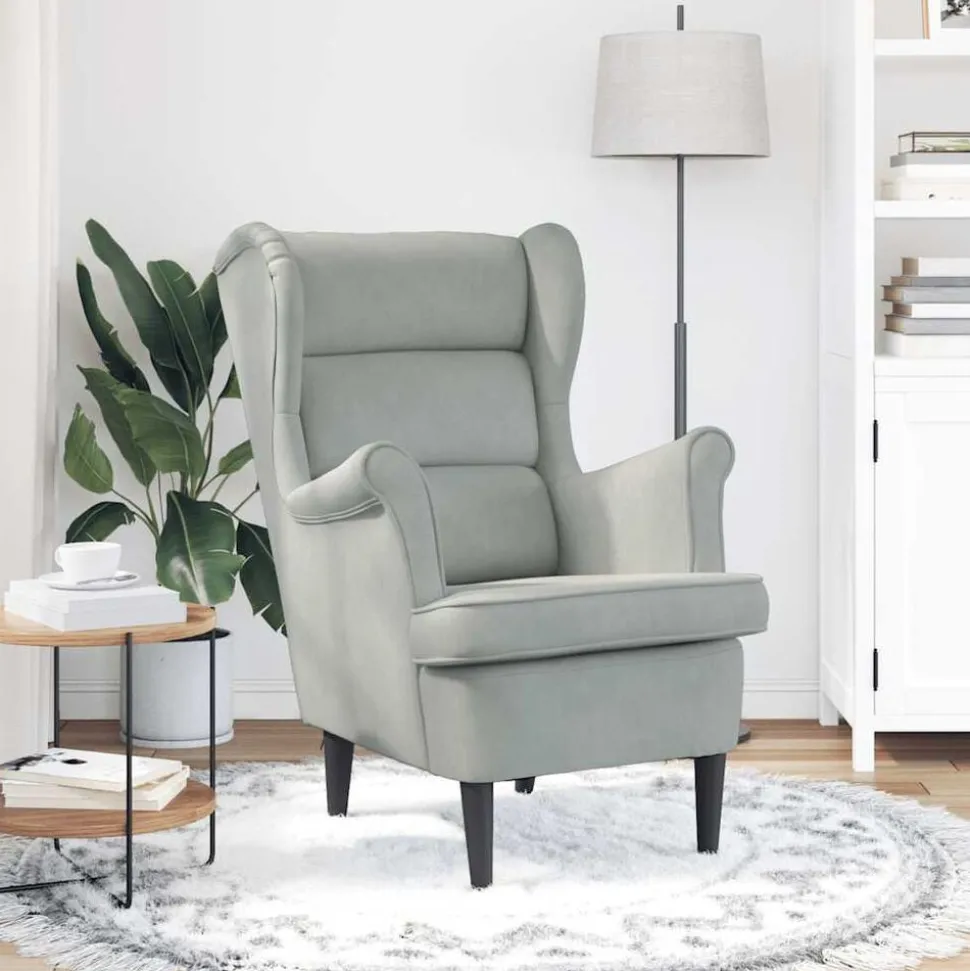 vidaXL Fauteuil fluweel lichtgrijs