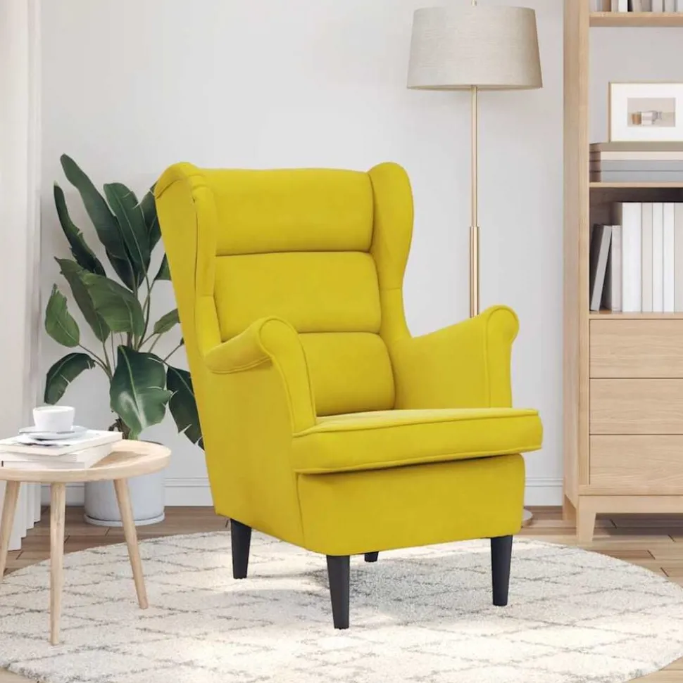 vidaXL Fauteuil fluweel mosterdgeel