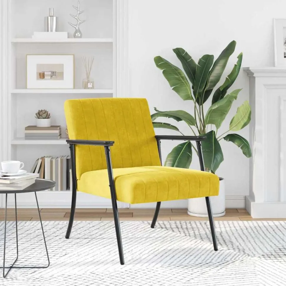 vidaXL Fauteuil Geel 59 x 75 x 78 cm Fluweel