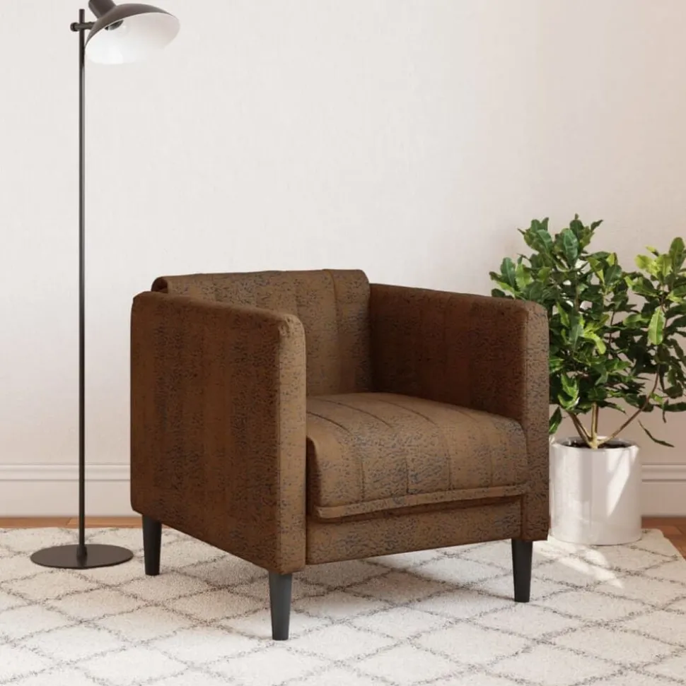 vidaXL Fauteuil kunstsuède bruin