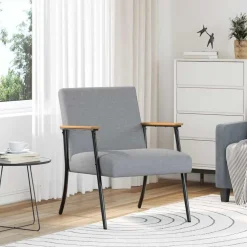 vidaXL Fauteuil Lichtgrijs Stof