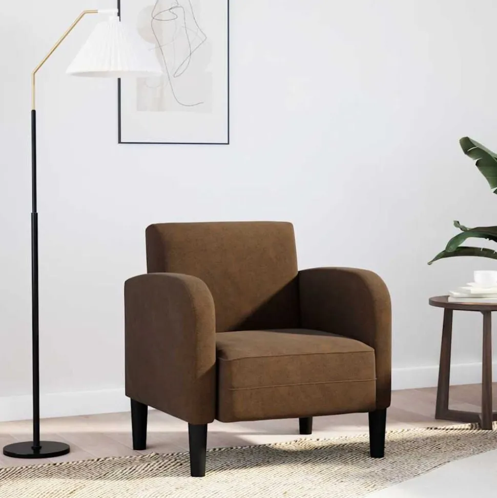vidaXL Fauteuil met armleuningen 54 cm kunstleer bruin