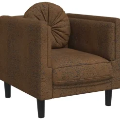 vidaXL Fauteuil met kussen kunstsuède bruin