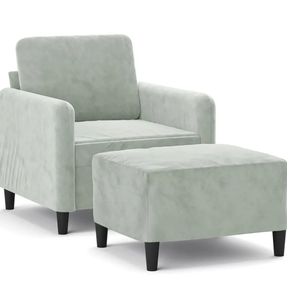 vidaXL Fauteuil met voetenbank 60 cm fluweel donkergrijs