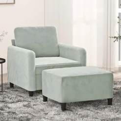 vidaXL Fauteuil met voetenbank 60 cm fluweel donkergrijs
