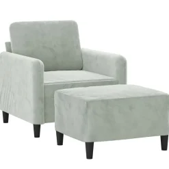 vidaXL Fauteuil met voetenbank 60 cm fluweel donkergrijs