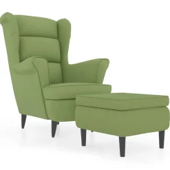 vidaXL Fauteuil met voetenbank fluweel lichtgroen